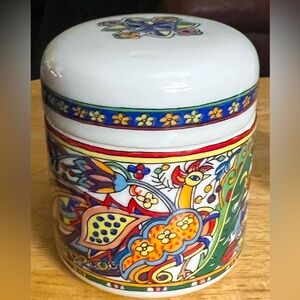 1970’s Yves Saint Laurent Rive Gauche Lidded Ceramic Jar/Made In Japan